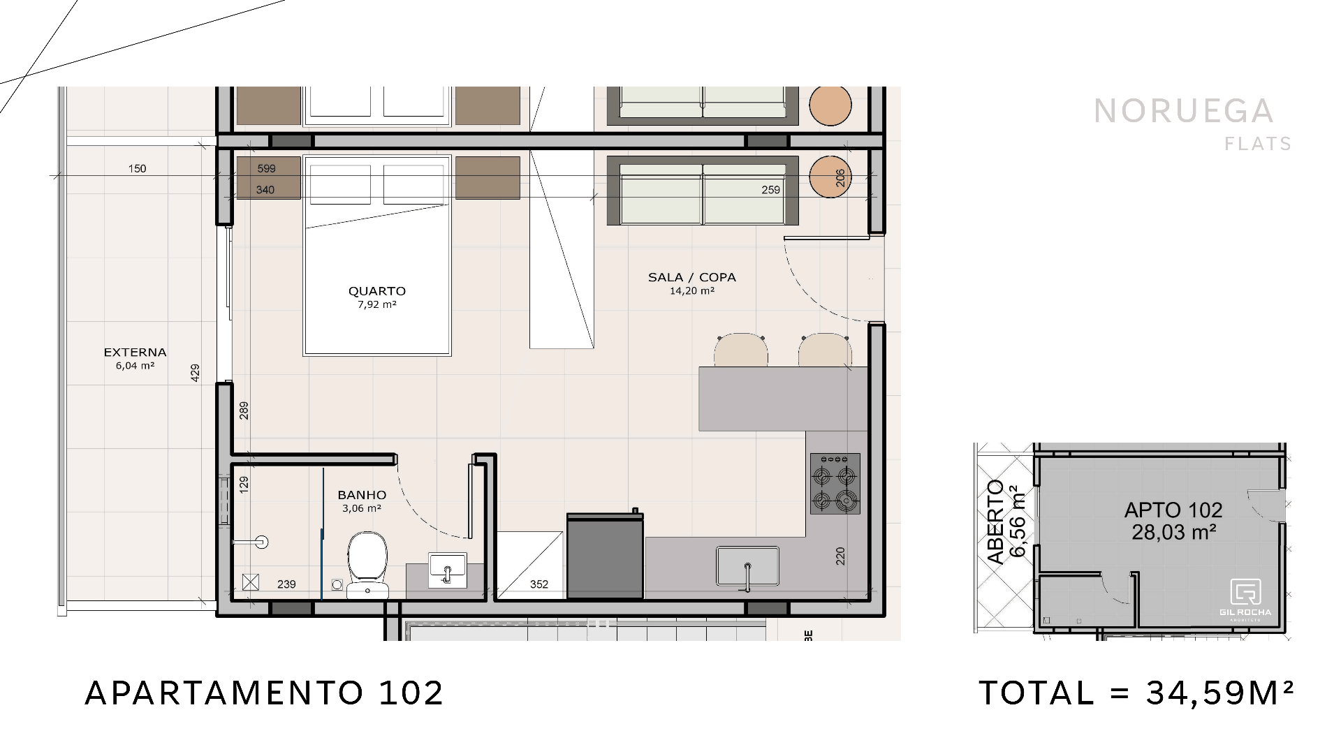 Planta Apartamento 102 do Noruega Flats