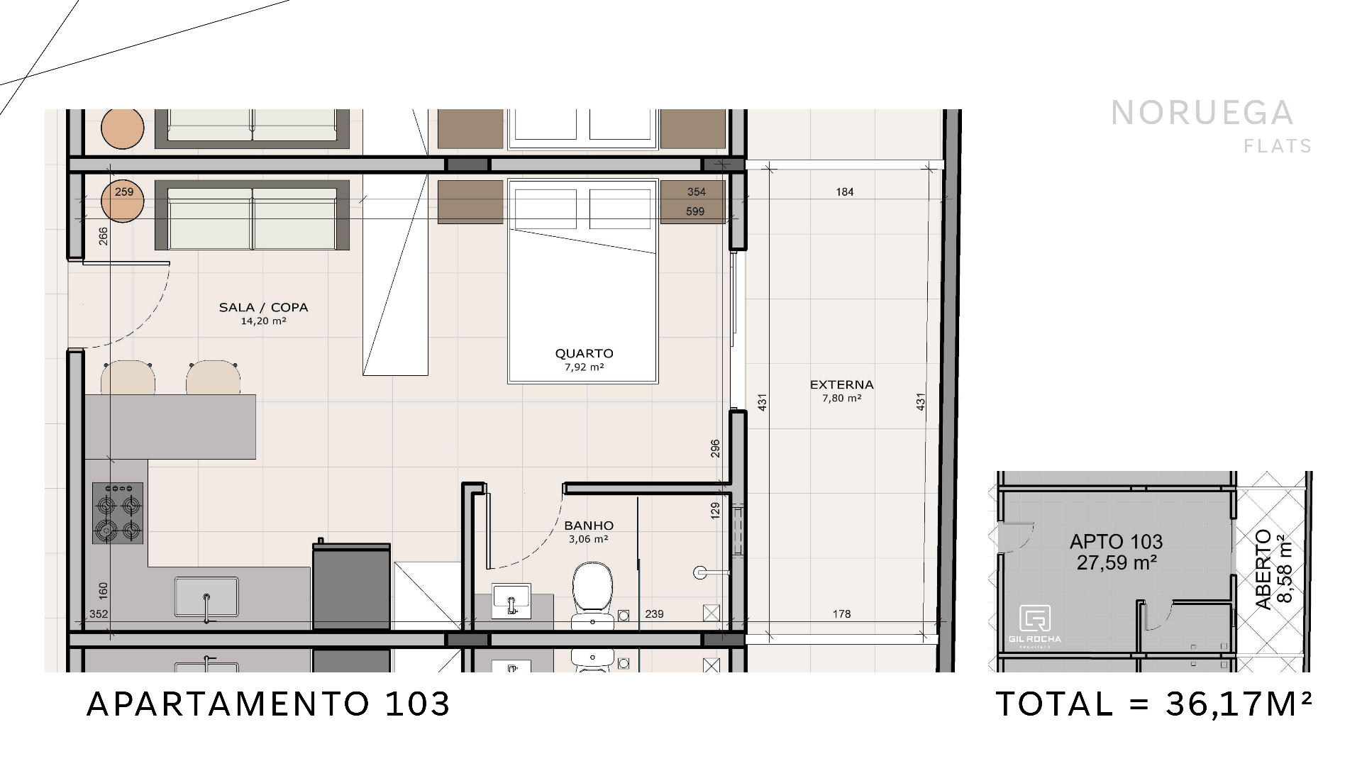 Planta Apartamento 103 do Noruega Flats