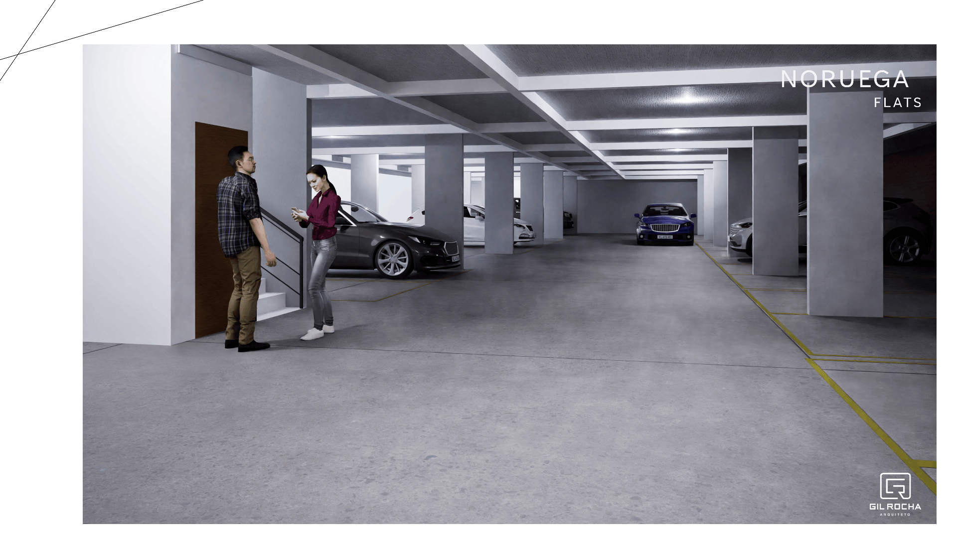 Garagem interna do Noruega Flats
