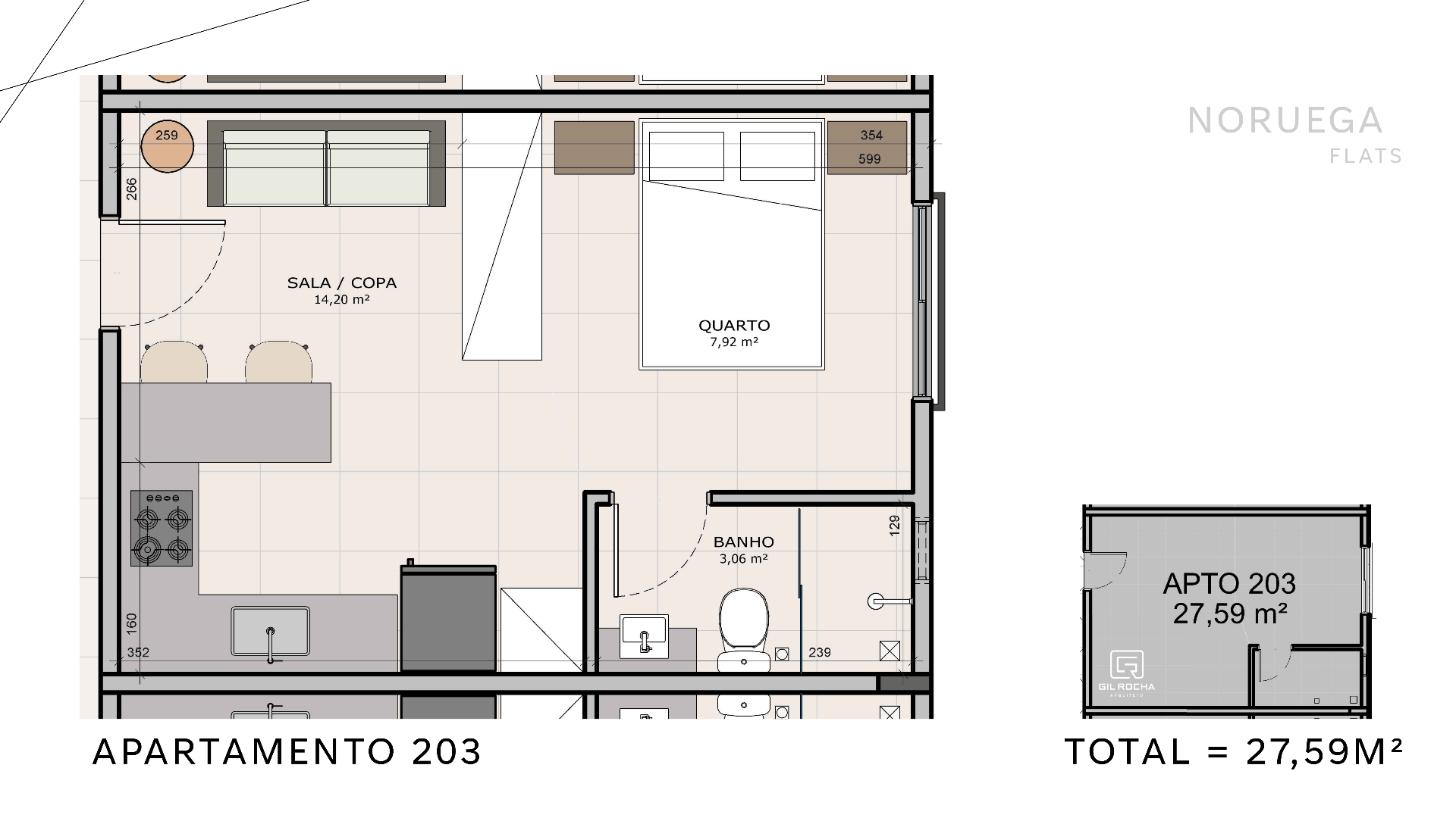 Planta Apartamento 203 do Noruega Flats